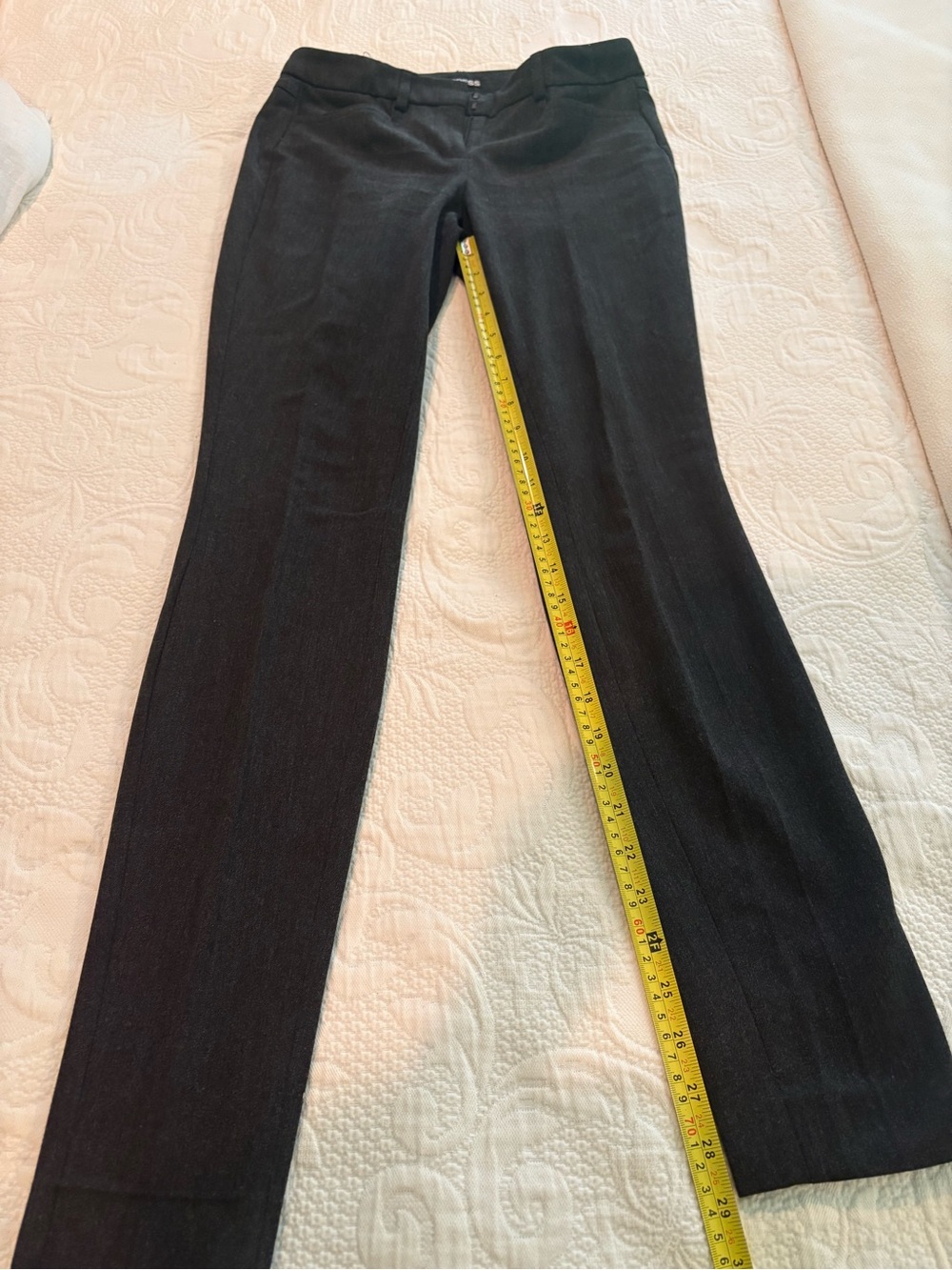 Express Dark Charcoal Grey Wide-Leg Flare Dress Pants
